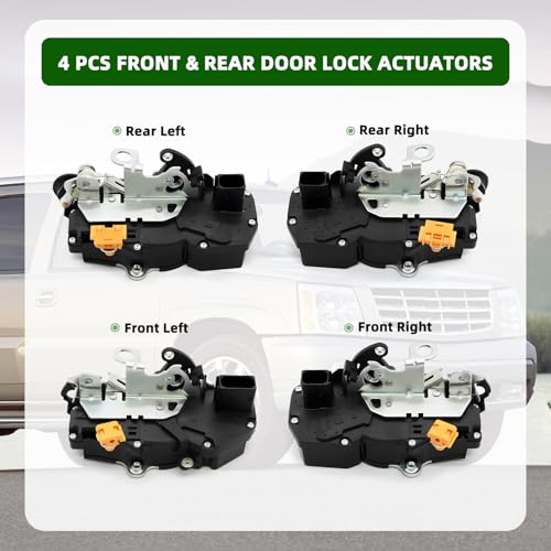 Yunnergo 4 Pcs Front & Rear Door Lock Actuators Compatible with Tahoe Avalanche Silverado 1500 2007-2009 931-303 15785123 Driver Passenger Side Door Latch - Image 2