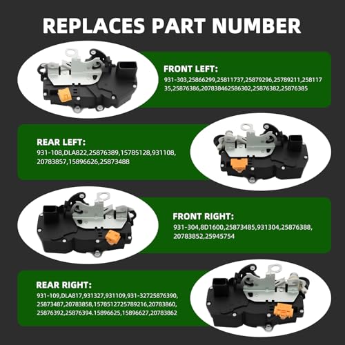 Yunnergo 4 Pcs Front & Rear Door Lock Actuators Compatible with Tahoe Avalanche Silverado 1500 2007-2009 931-303 15785123 Driver Passenger Side Door Latch - Image 4