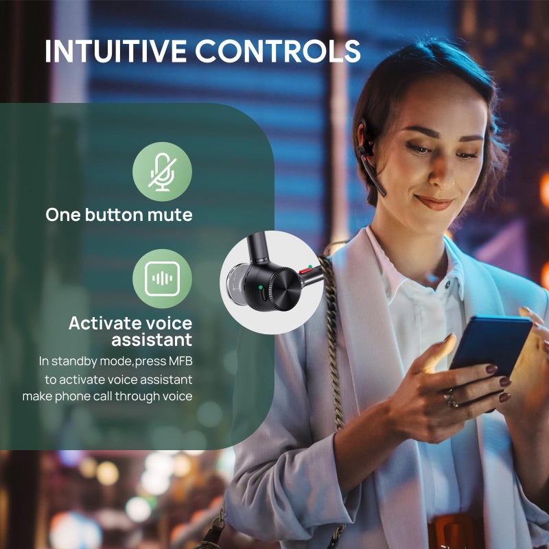 Yealink Bluetooth Headset BH71,Wireless Bluetooth Earpiece with 4 Noise Canceling Microphones,Teams&Zoom Certified,Mute Function,Connect to Cell Phone/Laptops,No Dongle - Image 4