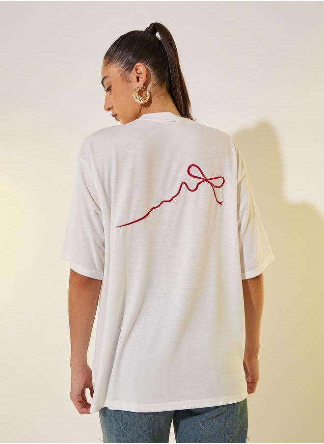 Take Two Embroidered Round Neck Short Sleeves T-Shirt  - Image 5