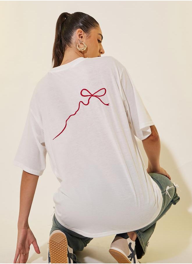 Take Two Embroidered Round Neck Short Sleeves T-Shirt  - Image 1