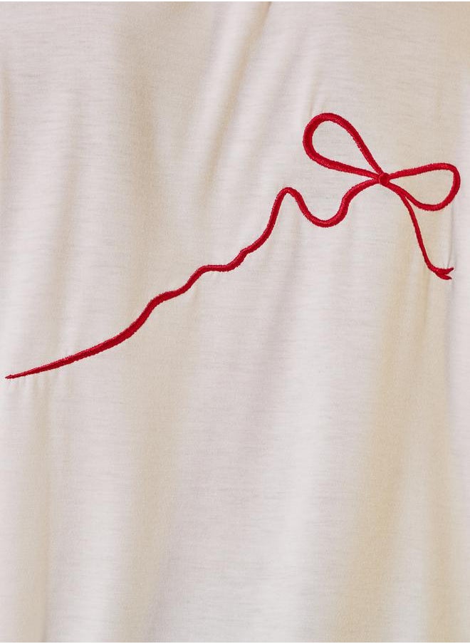 Take Two Embroidered Round Neck Short Sleeves T-Shirt  - Image 4
