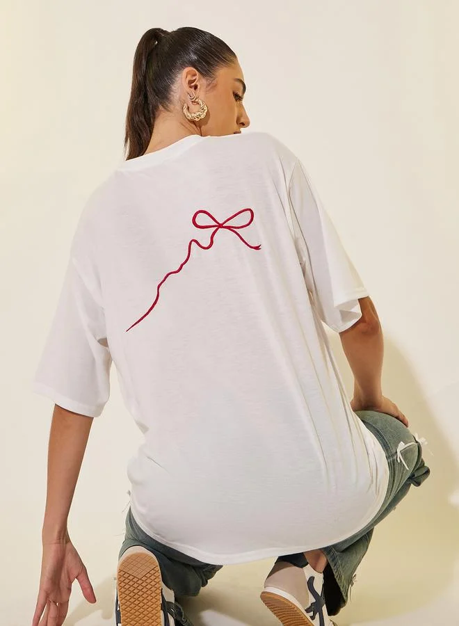 Take Two Embroidered Round Neck Short Sleeves T-Shirt