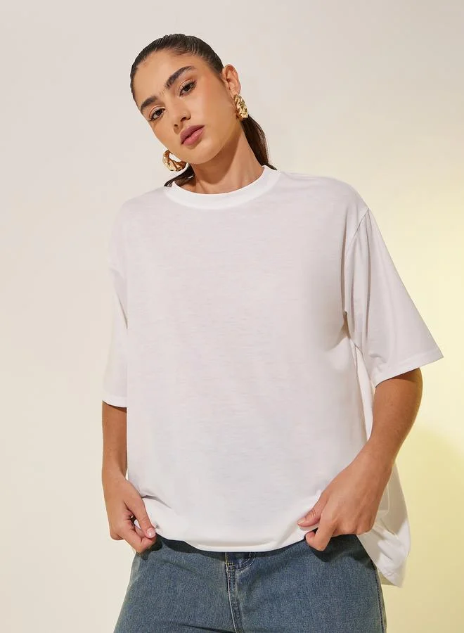 Take Two Embroidered Round Neck Short Sleeves T-Shirt