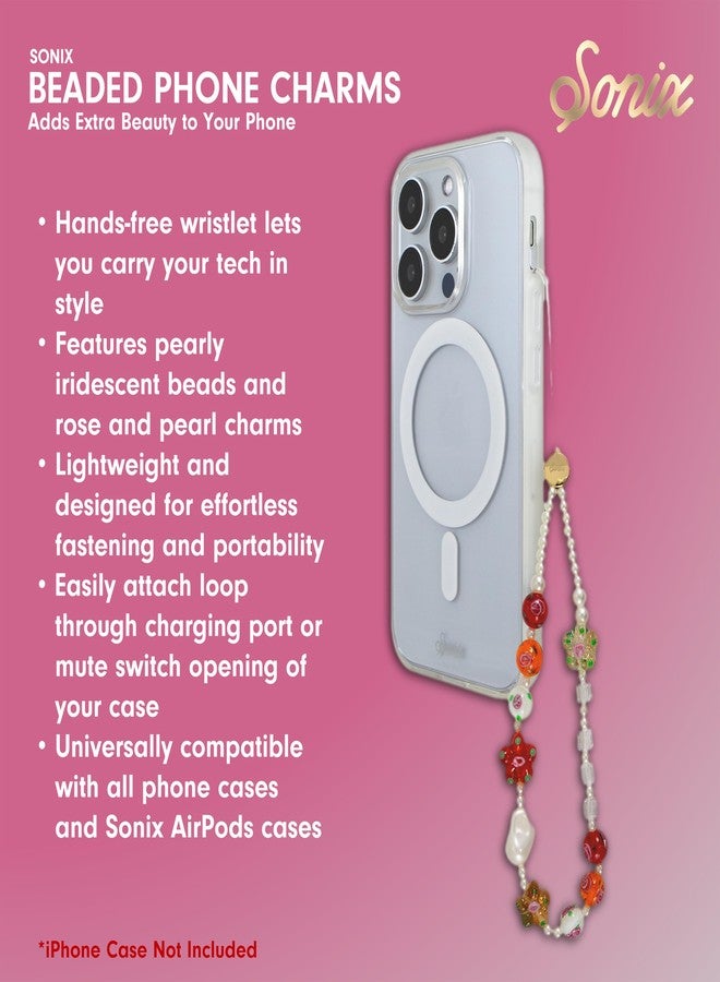 سونيكس تعليقة هاتف سونيكس المزينة بالخرز - سوار معصم متعدد الاستخدامات للهاتف المحمول، والمفاتيح، وسماعات AirPods، وسلاسل المفاتيح، وتعليقات الحقائب | ورود ولآلئ - Image 5