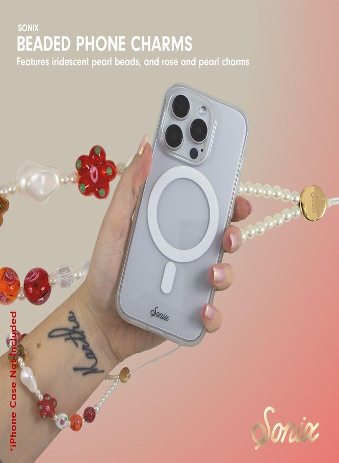 سونيكس تعليقة هاتف سونيكس المزينة بالخرز - سوار معصم متعدد الاستخدامات للهاتف المحمول، والمفاتيح، وسماعات AirPods، وسلاسل المفاتيح، وتعليقات الحقائب | ورود ولآلئ - Image 4