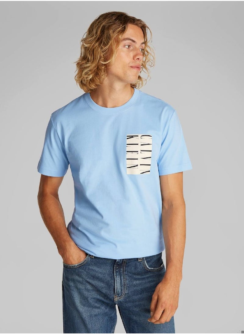 Calvin Klein Jeans Men's Graphic T-Shirt - Cotton, Blue 