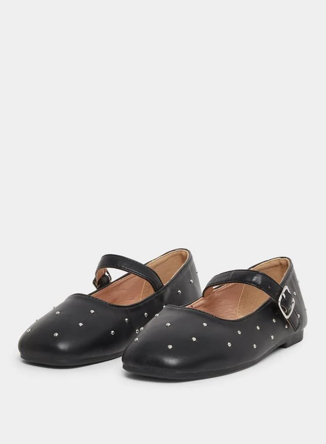 Styli Styli Embellished Ballerinas with Buckle Detail