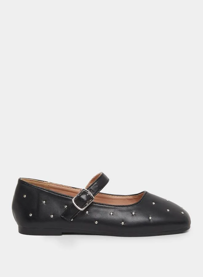 Styli Styli Embellished Ballerinas with Buckle Detail