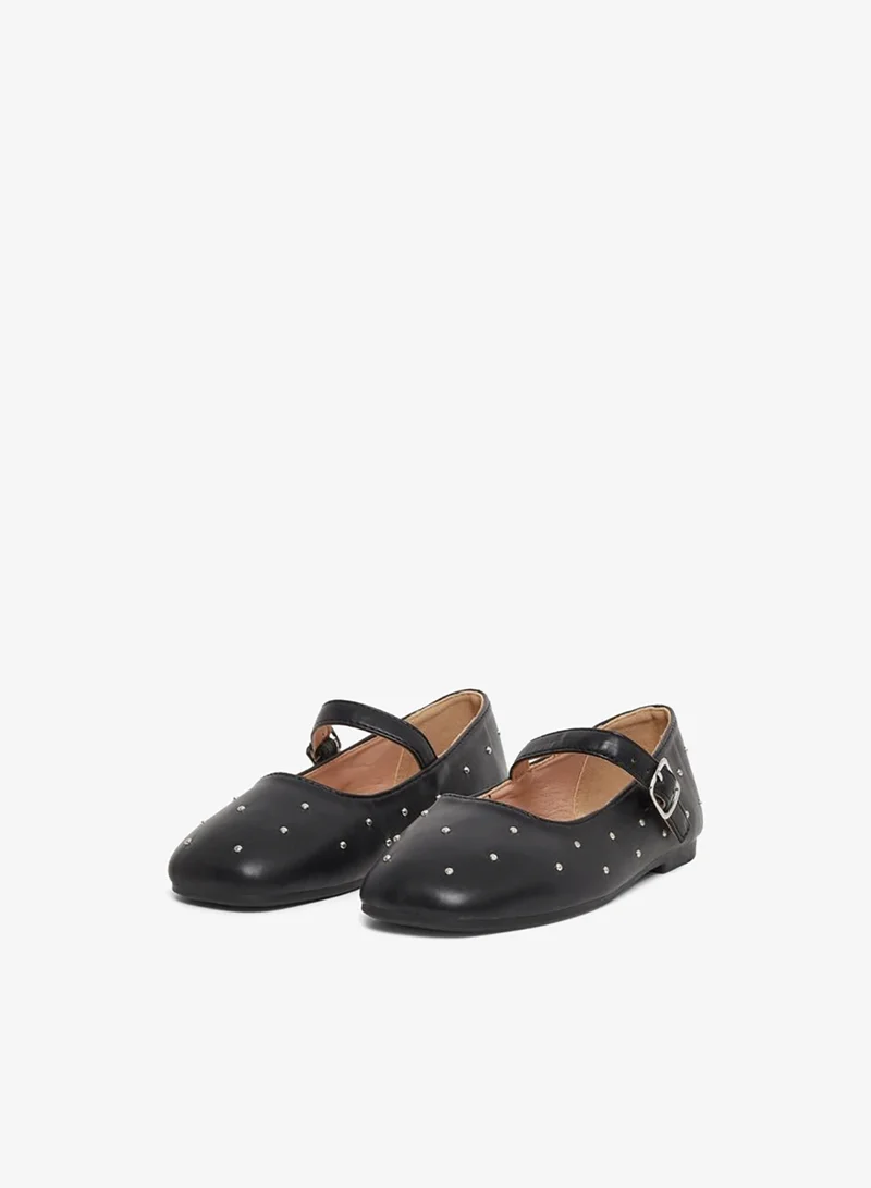 Styli Embellished Ballerinas with Buckle Detail