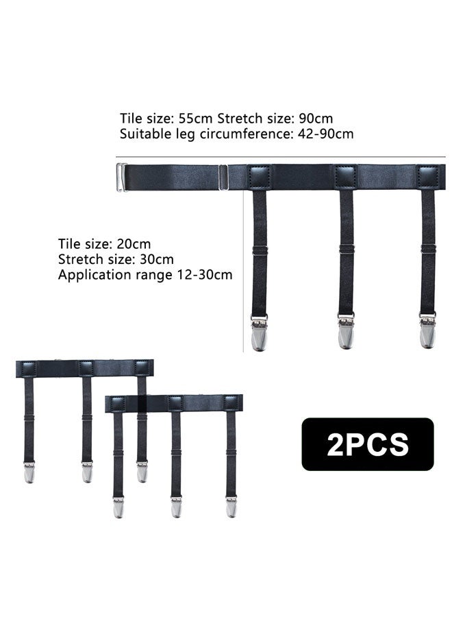 HAWAWA 2 PCS Shirt Stays for Tucking, Adjustable Shirt Garters Elastic Shirt Suspenders with 3 Nonslip Clips Shirt Holder Straps for Men and Women Black Style A - Image 2