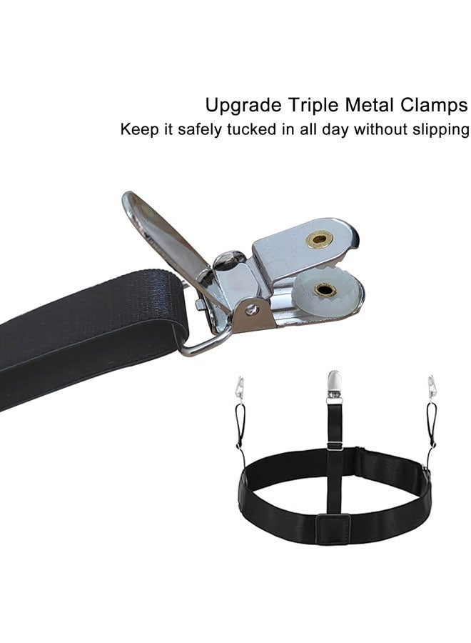 HAWAWA 2 PCS Shirt Stays for Tucking, Adjustable Shirt Garters Elastic Shirt Suspenders with 3 Nonslip Clips Shirt Holder Straps for Men and Women Black Style A - Image 4