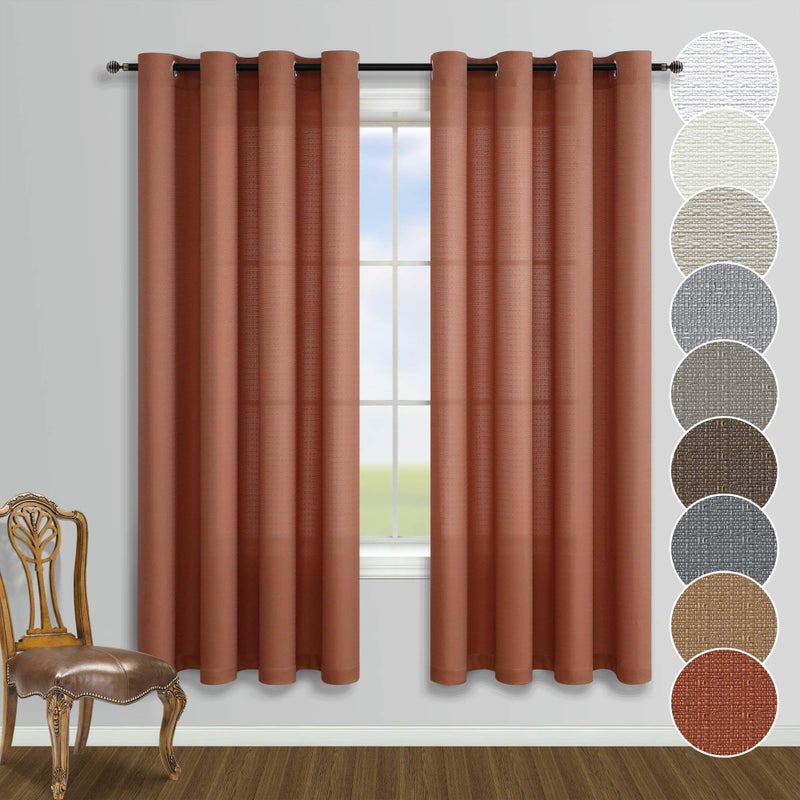 KOUFALL Western Living Room Curtains 63 Inch LengthRustic Farmhouse Southwest Southwestern Curtains for BedroomTerracotta Rust Color