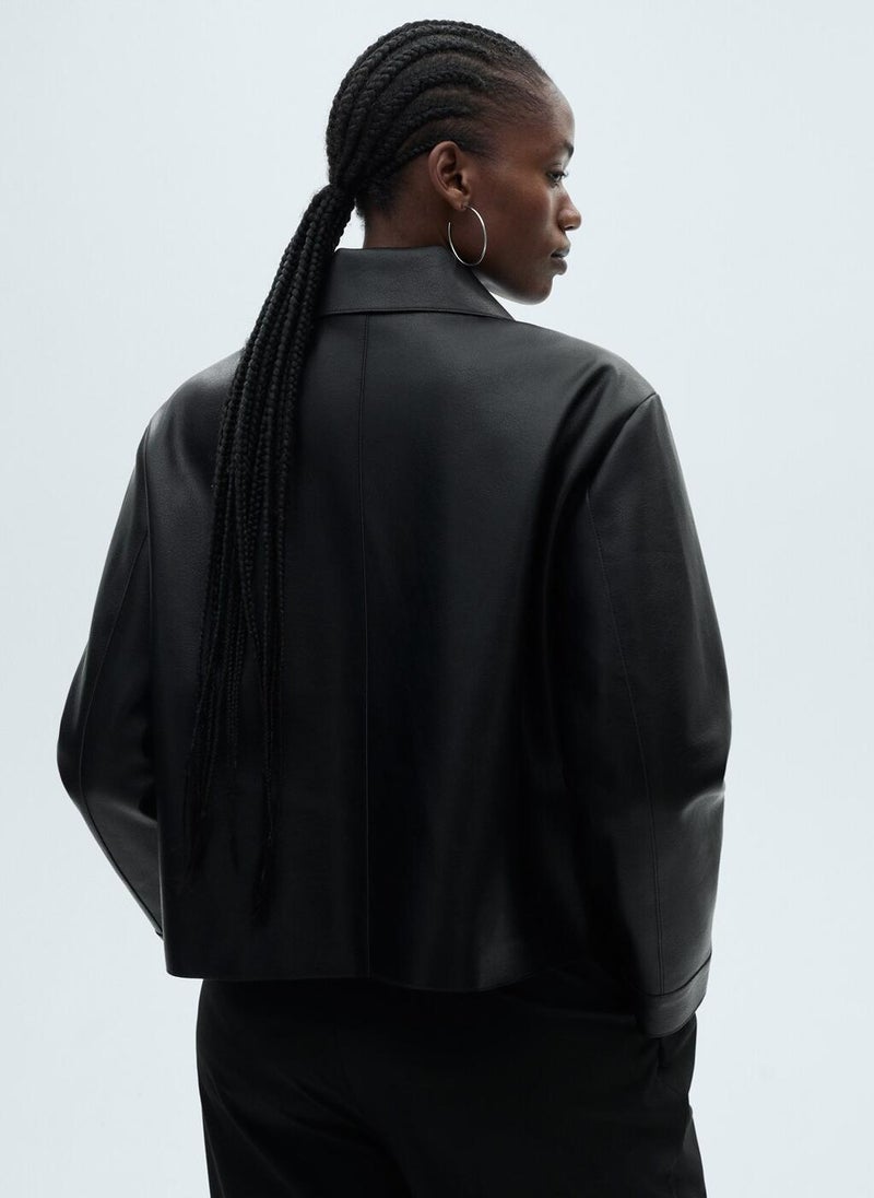 MANGO Leather-Effect Jacket With Pockets  - Image 2