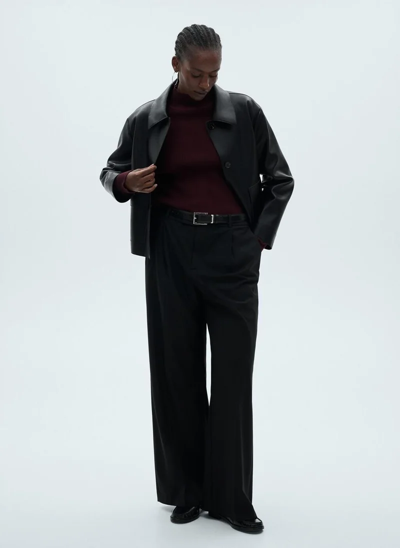 MANGO Leather-Effect Jacket With Pockets