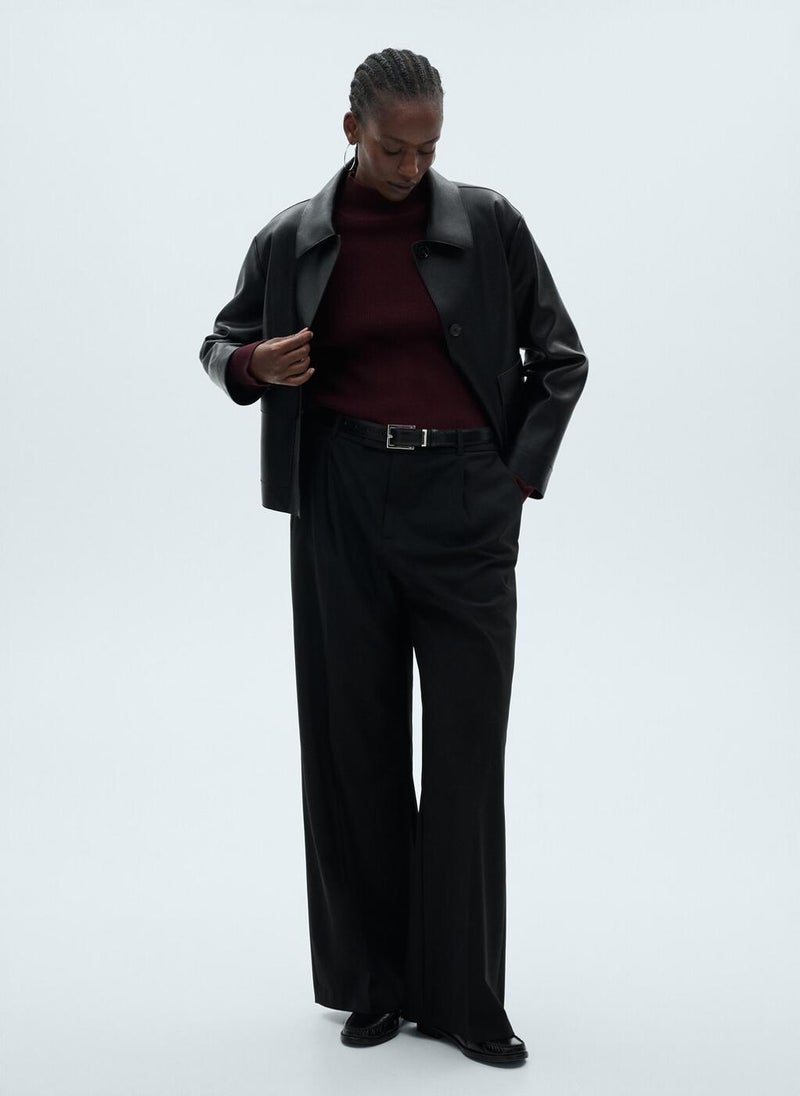 MANGO Leather-Effect Jacket With Pockets  - Image 4