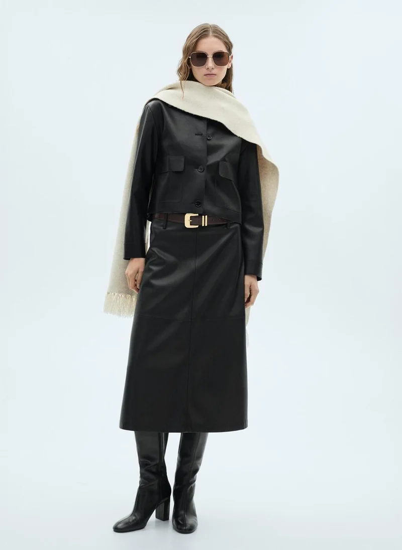 MANGO Leather-Effect Jacket With Pockets
