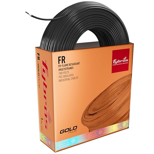 Fybros PVC Insulated 1 Sq Mm Wire| Multistrands FR Black Copper Wires & Cables| Cables For wiring | 1 Sq Mm sqmm Black wire 45 meter| Industrial Wire Cable| Electrical Wire - Image 1