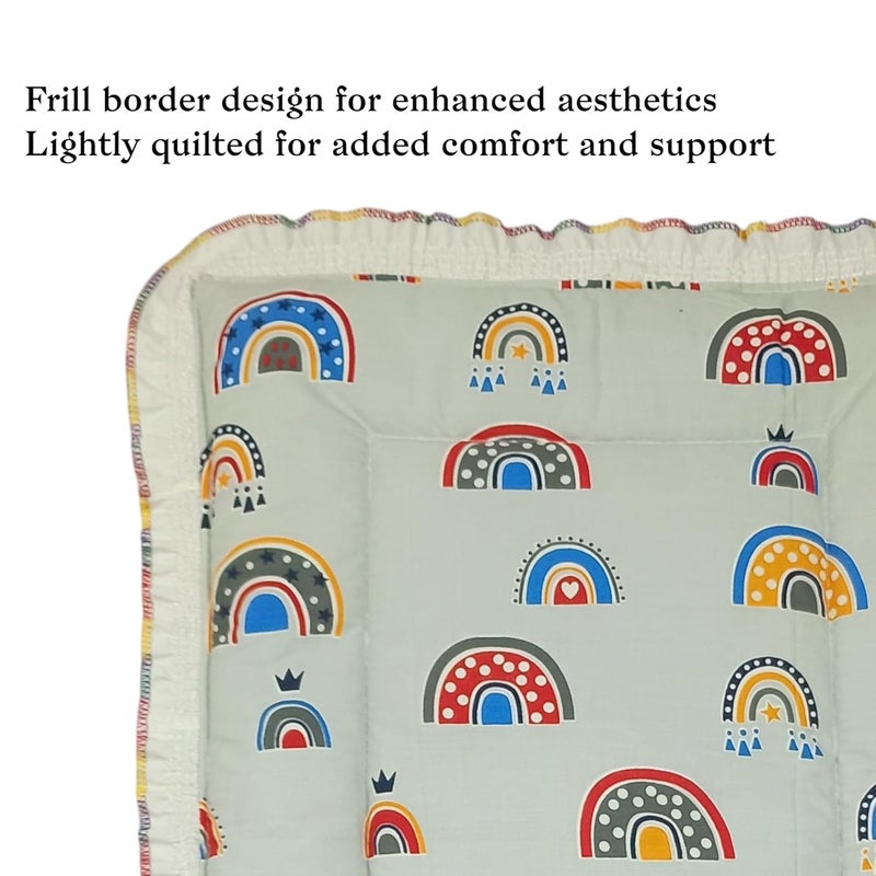 Fabrify 100% Soft Cotton New Born Baby Lacy Cotton Bed |Frill Mattress | Godari | Godali | Crib Sheet | Bedding Set | Godadi | Baby Mattress Rainbow (Pack of 2) - Image 4