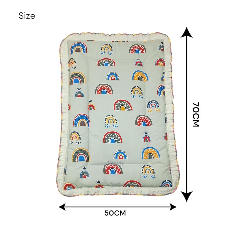 Fabrify 100% Soft Cotton New Born Baby Lacy Cotton Bed |Frill Mattress | Godari | Godali | Crib Sheet | Bedding Set | Godadi | Baby Mattress Rainbow (Pack of 2) - Image 2