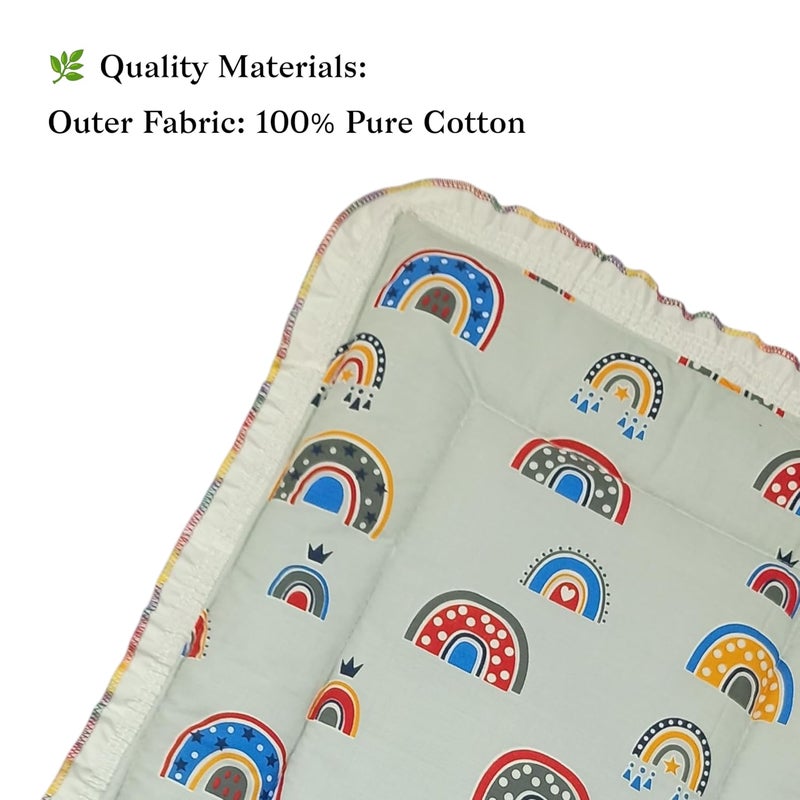 Fabrify 100% Soft Cotton New Born Baby Lacy Cotton Bed |Frill Mattress | Godari | Godali | Crib Sheet | Bedding Set | Godadi | Baby Mattress Rainbow (Pack of 2) - Image 3