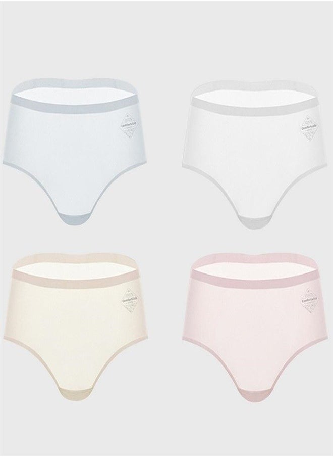 MIIOW - Miiow 4Pcs Medium Waist Women's Ice Silk Underwear Mesh Lightweight Breathable Pure Cotton Girls' Triangle Shorts - Image 1