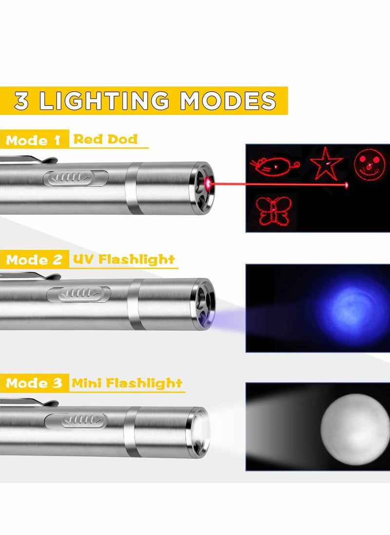 Cat Chaser Pointer Light Toy Mul-function Patterns Pets Dog Interactive Toys USB Rechargeable UV Flashlight Chaser Toy Pet Scratching Training Tool Kitten Cat Toys