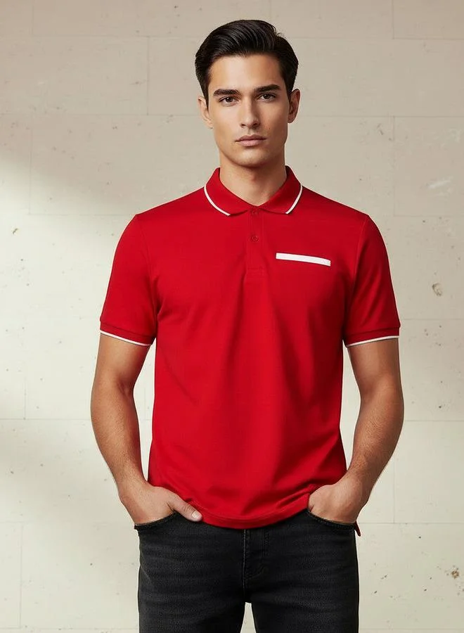 سبلاش فيڤ Men Short Sleeves Textured Polo T-shirt