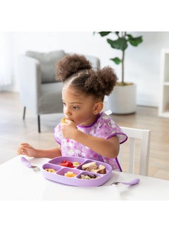 BUMKiNs Short Sleeve Bib For Girl Or Boy, Toddler And Kids For 1-3 Years, Large Size, Essential Must Have For Junior Children, Eating, Mess Saving Soft Fabric Apron For Play, Unicorns Purple  - Image 2