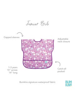 BUMKiNs Short Sleeve Bib For Girl Or Boy, Toddler And Kids For 1-3 Years, Large Size, Essential Must Have For Junior Children, Eating, Mess Saving Soft Fabric Apron For Play, Unicorns Purple  - Image 4