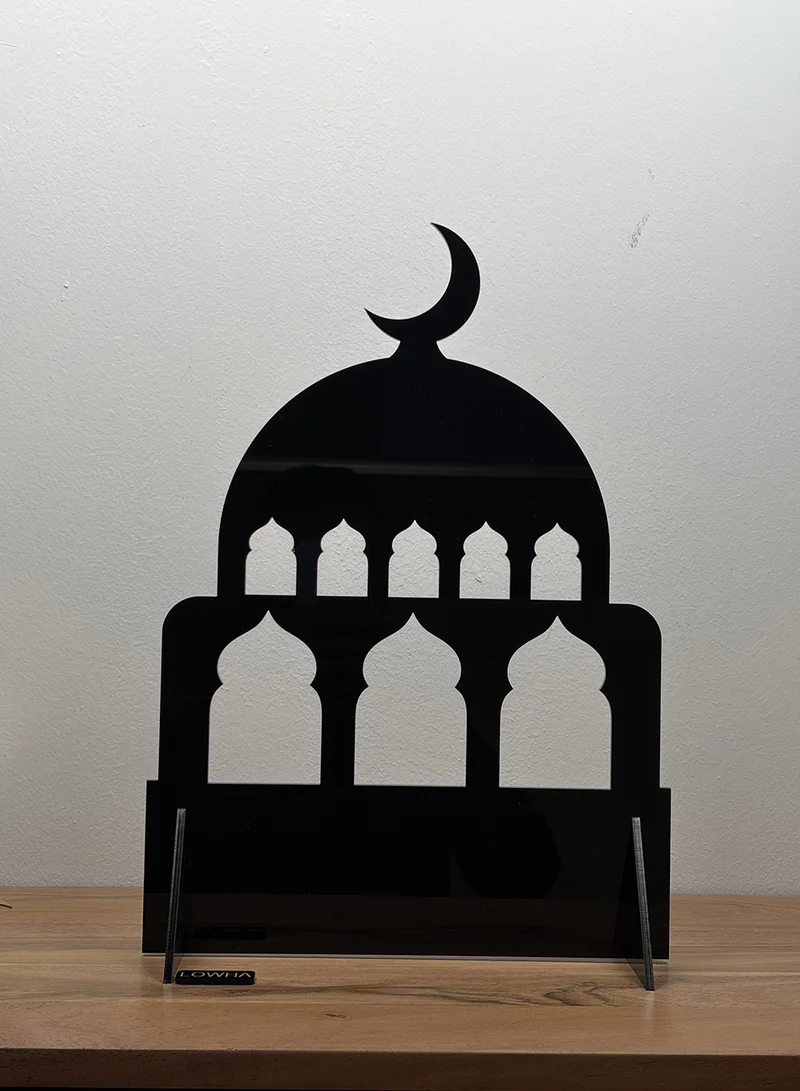 LOWHA Acrylic Decorative Stand with Islamic Design and Ramadan Crescent Moon Shape
