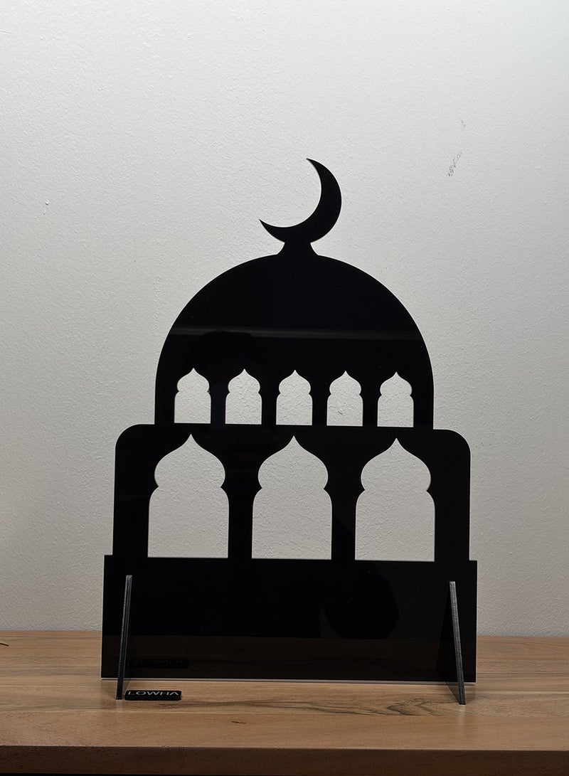 لوحة ستاند ديكور من الأكريليك بتصميم إسلامي مزين بهلال رمضان - Image 1