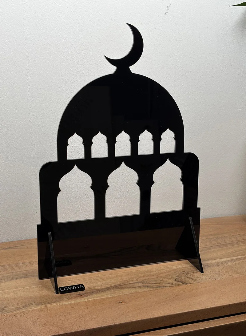 LOWHA Acrylic Decorative Stand with Islamic Design and Ramadan Crescent Moon Shape