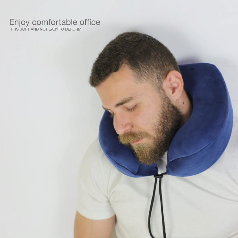 Max Comfort Medical Travel Neck Pillow - High Quality Memory Foam with Washable Cover - Navy - Image 5