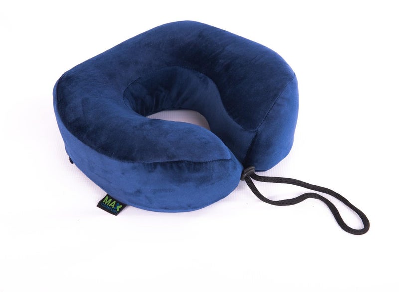 Max Comfort Medical Travel Neck Pillow - High Quality Memory Foam with Washable Cover - Navy - Image 1