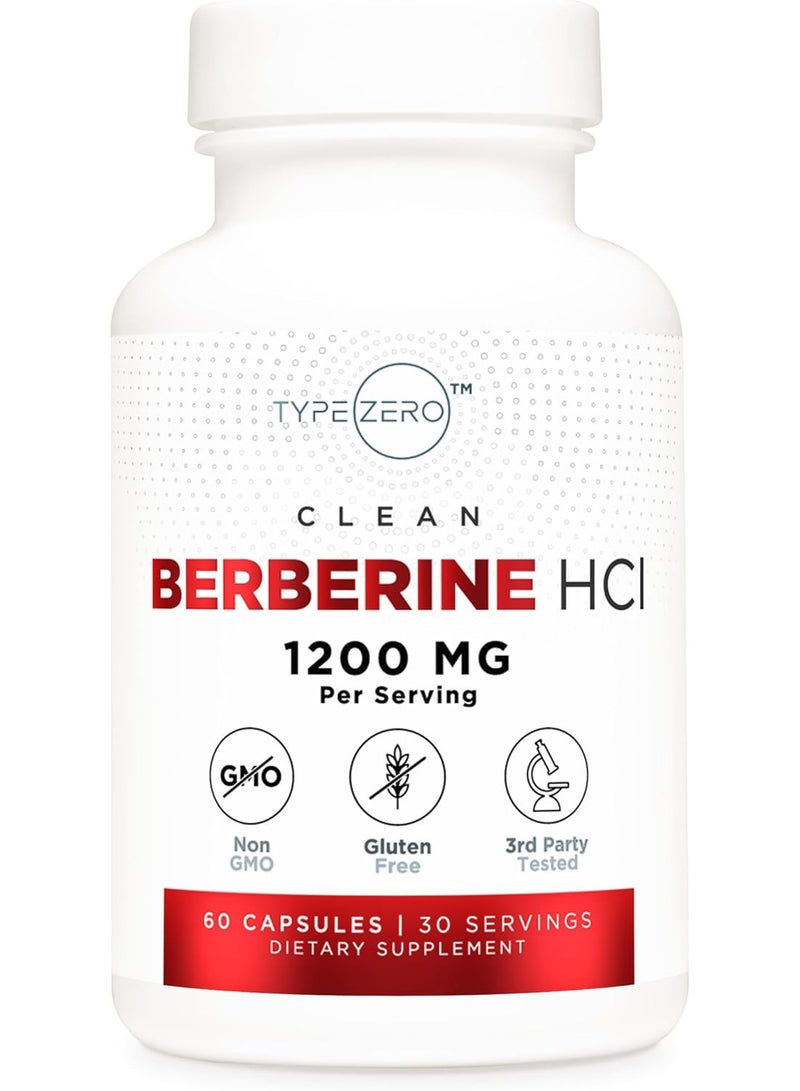 TypeZero Berberine HCL 1200mg 60 Capsules - Clean, Non-GMO, Gluten Free Supplement - Image 1