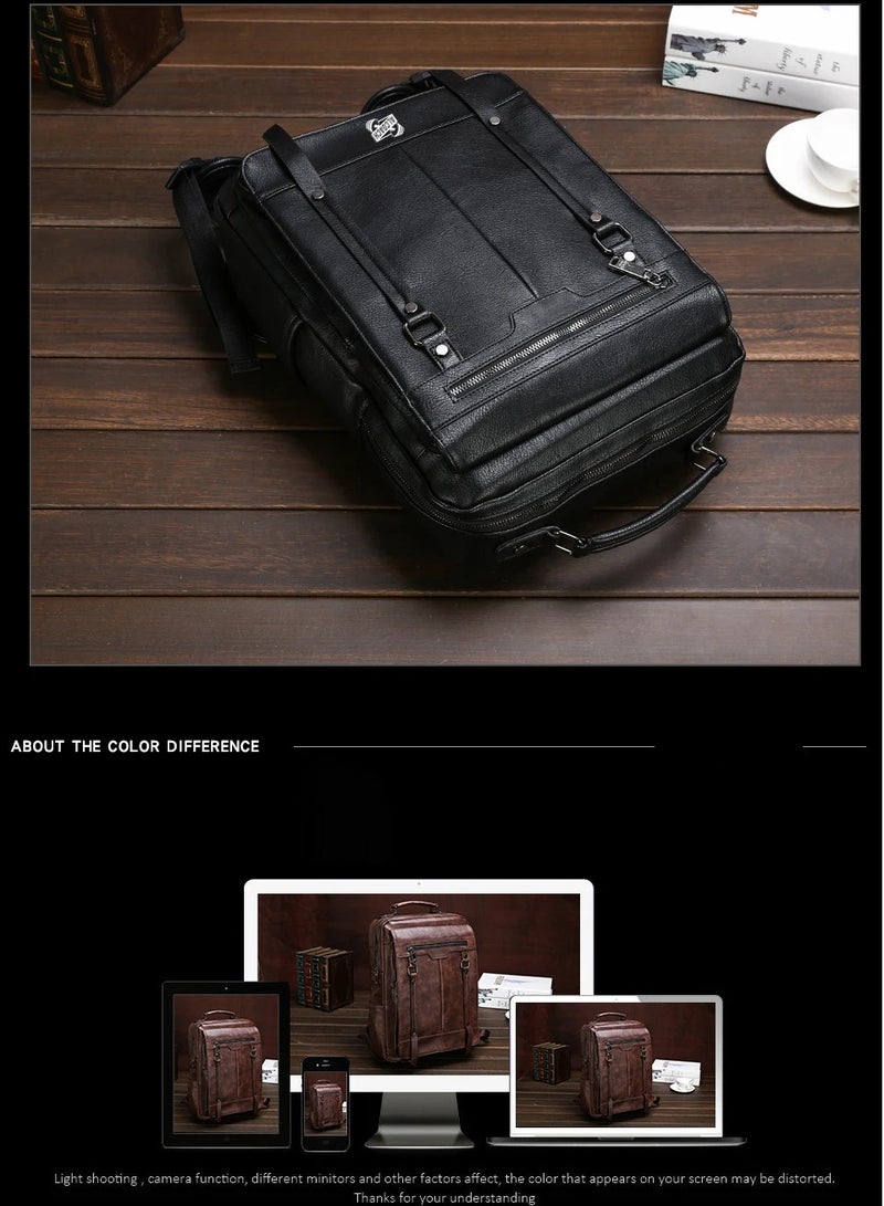 ALCOACH Men's Coach Bag Shoulder Bags Men's Handbags Vintage Large Capacity Leather Bag Men's Leather Backpacks Tote Bag Wallet Leather Backpack  - Image 3