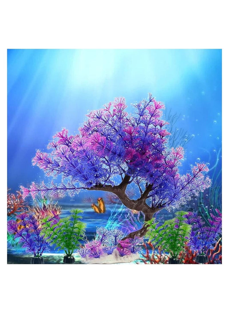 Meetion Artificial aquarium plants simulation plastic hydroponic plants for fish tank decorations accessories with 4pcs small grass - Image 4
