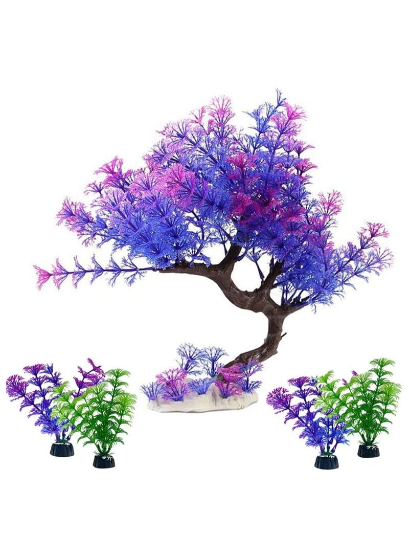 Meetion Artificial aquarium plants simulation plastic hydroponic plants for fish tank decorations accessories with 4pcs small grass - Image 1