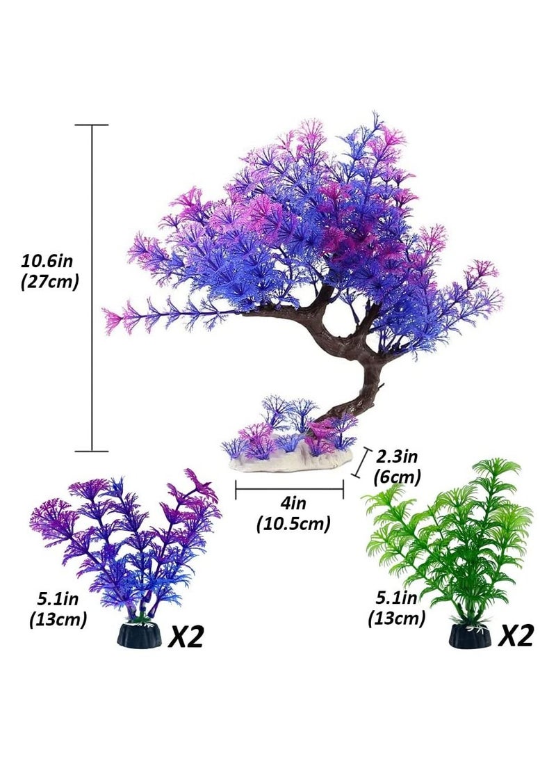 Meetion Artificial aquarium plants simulation plastic hydroponic plants for fish tank decorations accessories with 4pcs small grass - Image 3