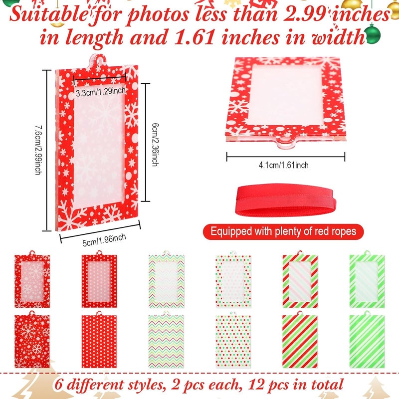 Marsui 12 Pcs Christmas Photo Gift Set  Acrylic Christmas Ornaments  Picture Frames  Personalized Photo Ornament Hanging Frames for Xmas Tree Decoration  Gift - Image 2