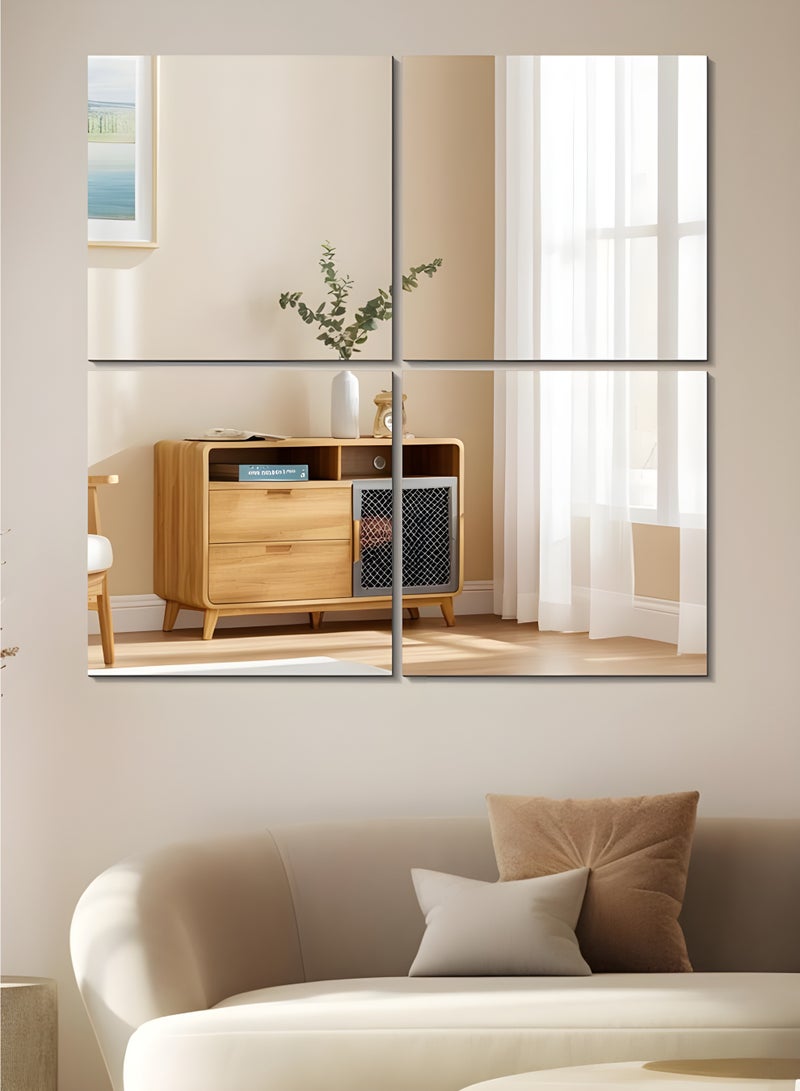 تايمي مرآة حائط بطول كامل 25x25 سم - 4 قطع مجموعة مرآة مثبتة على الحائط بدون إطار مرآة لوضع المكياج والمنزل والصالة الرياضية وغرفة النوم وغرفة المعيشة - Image 1