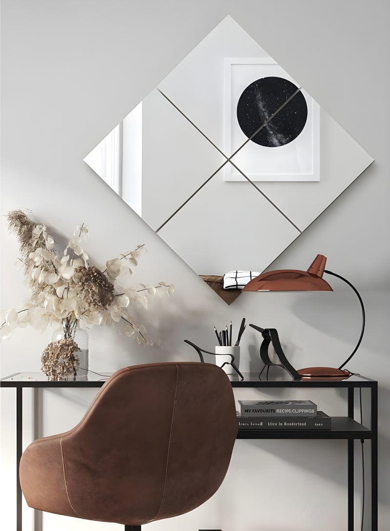 تايمي مرآة حائط بطول كامل 25x25 سم - 4 قطع مجموعة مرآة مثبتة على الحائط بدون إطار مرآة لوضع المكياج والمنزل والصالة الرياضية وغرفة النوم وغرفة المعيشة - Image 2