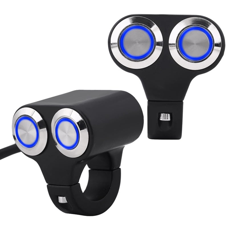 Motorcycle Handlebar Switch Aluminum Alloy Universal Fit 7 8 Inch Self Locking Blue Light - Image 3