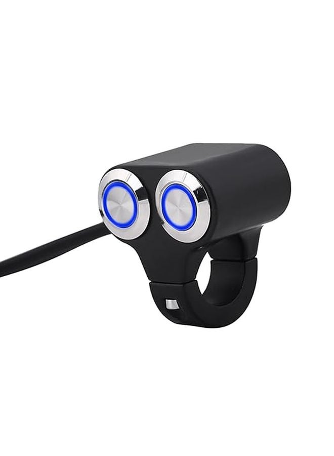Motorcycle Handlebar Switch Aluminum Alloy Universal Fit 7 8 Inch Self Locking Blue Light - Image 1