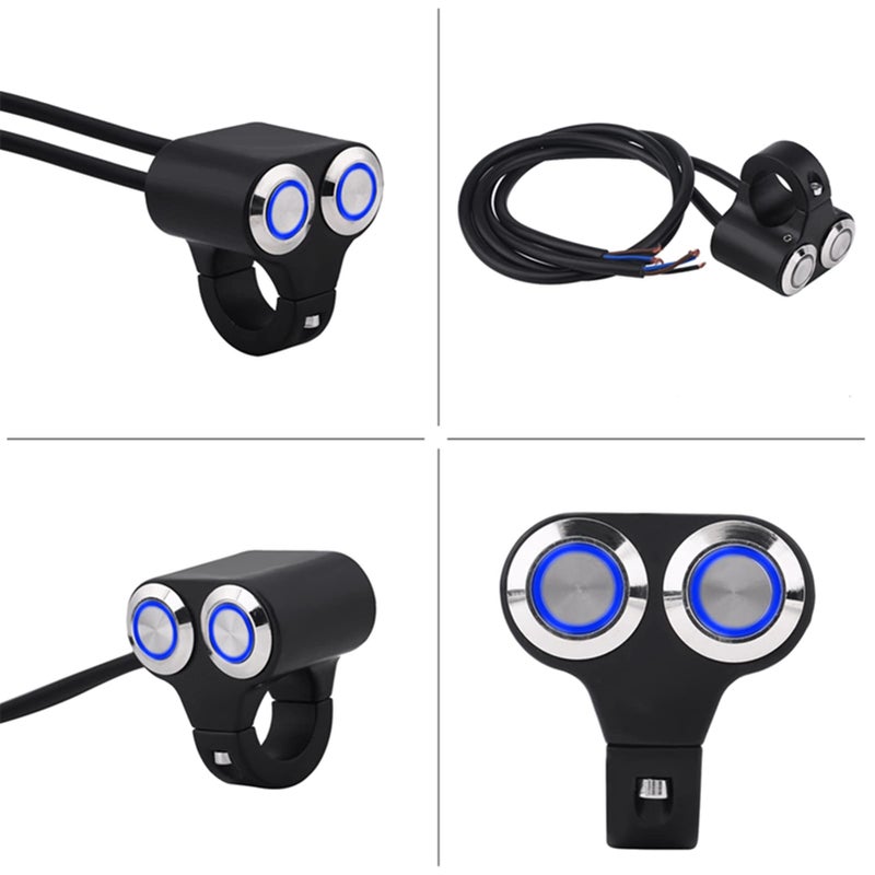 Motorcycle Handlebar Switch Aluminum Alloy Universal Fit 7 8 Inch Self Locking Blue Light - Image 5