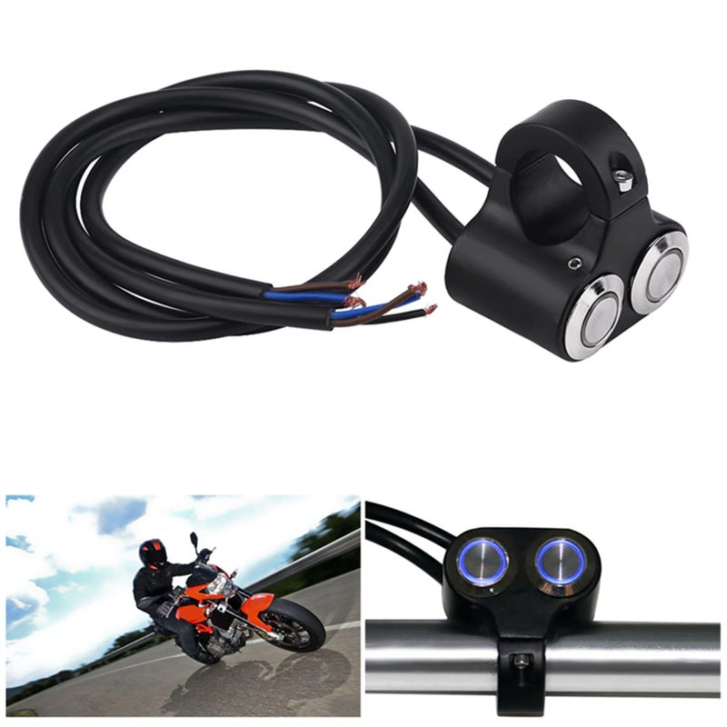 Motorcycle Handlebar Switch Aluminum Alloy Universal Fit 7 8 Inch Self Locking Blue Light - Image 4