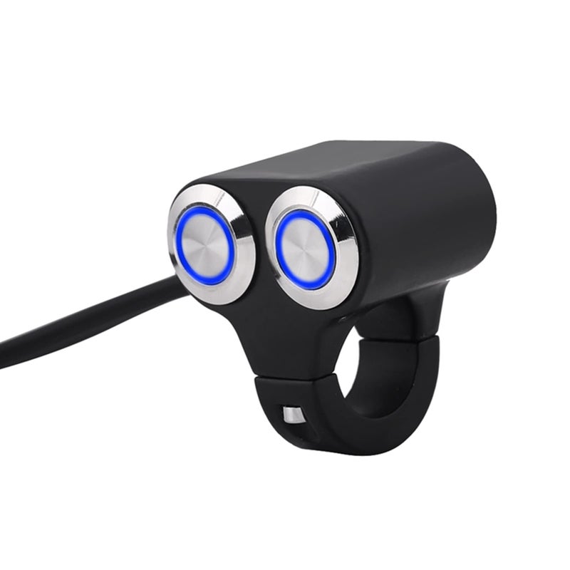 Motorcycle Handlebar Switch Aluminum Alloy Universal Fit 7 8 Inch Self Locking Blue Light - Image 2