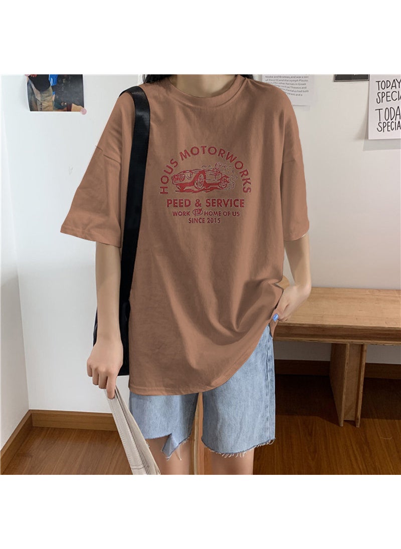 Summer Loose Short Sleeve T-shirt Women Bf Style Top Couple Base Shirt Women Clothing 42 Khaki - pzsku/Z494E7D35ADC21B25F137Z/45/_/1741691026/c1fab205-1dc8-43be-9cec-b2a3614de860