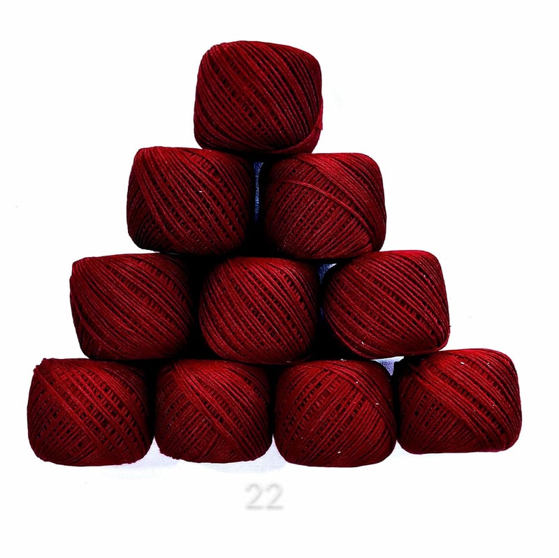 ELEXIQ Crochet Cotton Thread Yarn for Knitting and Craft Making Combo Pack of 10 Roll (Multicolour) (Maroon) - Image 1